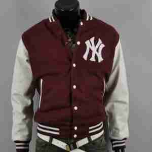 Men New York Yankee Varsity Maroon Jacket