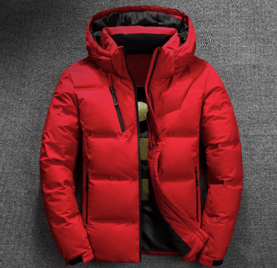 Men Thermal Thick Red Parka Coat