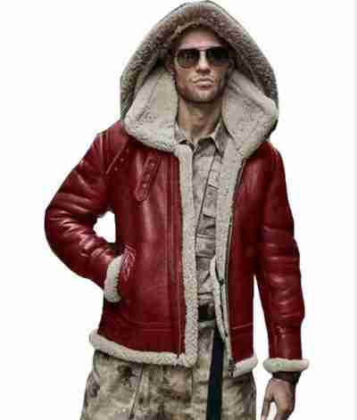 Men WJE05 Belted Collar Shearling Jacket