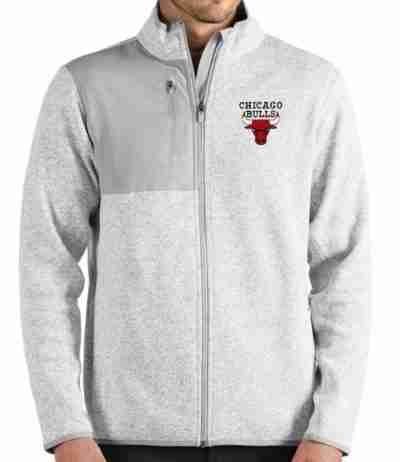 Mens Antigua Heathered Gray Chicago Bulls Fortune Jacket