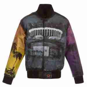 Mens Los Angeles Lakers Black Painted Leather Jacket
