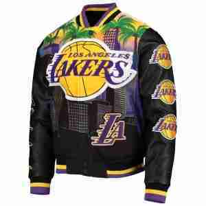 Mens Los Angeles Lakers Black Remix Varsity Jacket