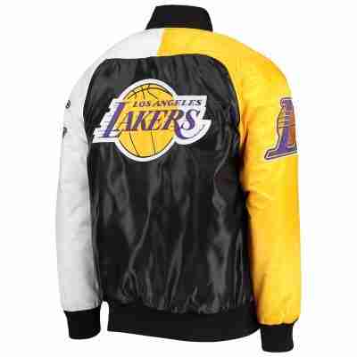 Mens Los Angeles Lakers Tricolor Remix Raglan Jacket - Image 2