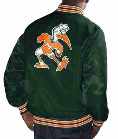 Men’s Miami Hurricanes Green Satin Jacket