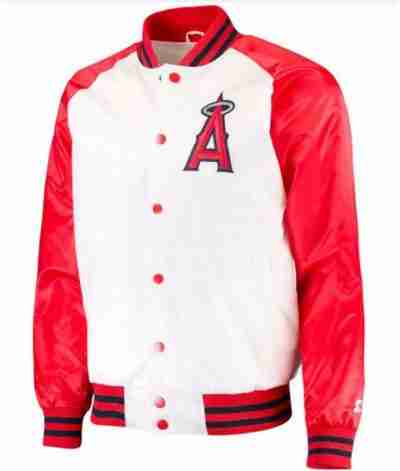 Men’s Red and White Los Angeles Angels Satin Jacket