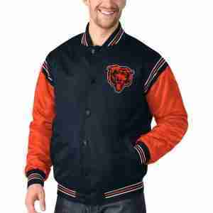 Navy & Orange Chicago Bears Satin Jacket