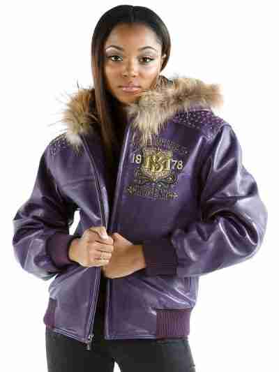 Pelle Pelle Fur Collar Purple Jacket