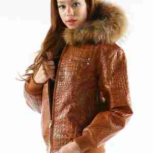 Pelle Pelle Leather Fur Collar Brown Jacket