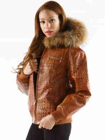 Pelle Pelle Leather Fur Collar Brown Jacket