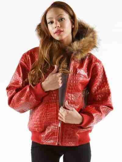 Pelle Pelle Leather Fur Collar Red Jacket