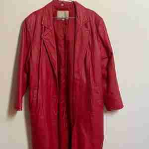 Pelle Red Leather Trench Coat