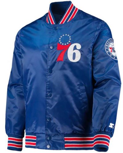 Starter Philadelphia 76ers Blue Satin Jacket