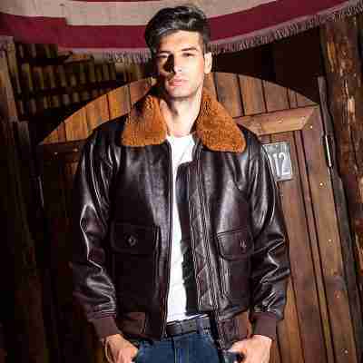 U.S Navy G-1 Military Flight Brown Leather Jacket