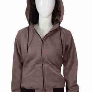 Women Brown Zip Up Bomber Hoodie Jacket