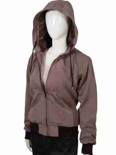 Women Brown Zip Up Bomber Jacket