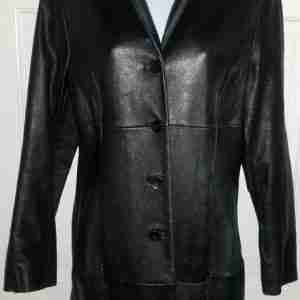 Women Pelle Leather Black Coat