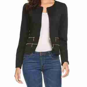 Women’s Short Zipper Black Jacket