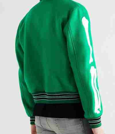 Amiri Bones Letterman Green Wool Jacket