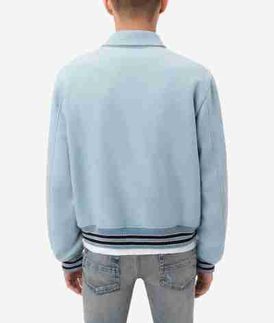Amiri Bones Letterman Light Blue Wool Jacket