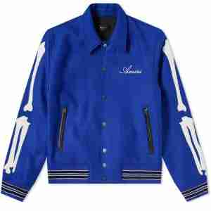 Amiri Bones Letterman Wool Blue Jacket