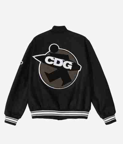 Asap Rocky Stussy CDG Black Varsity Wool Jacket