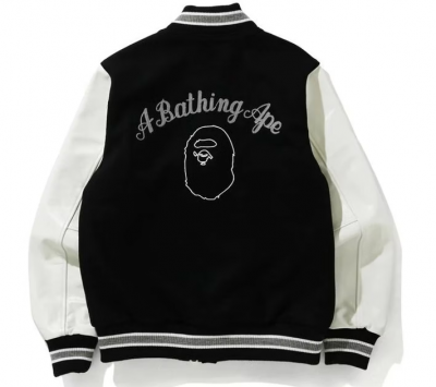 Bape Varsity Black & White Wool Jacket