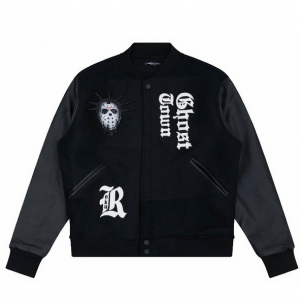 Black Ghost Town Varsity Bomber Jacket