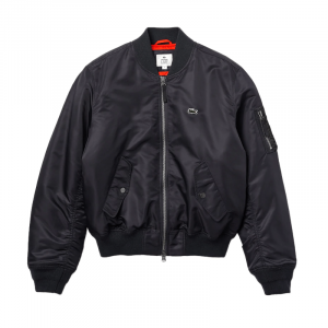 Black Oversized Contrast Bomber Jacket