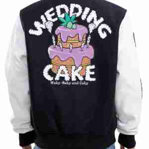 Black & White Cake Varsity Bomber Black Jacket