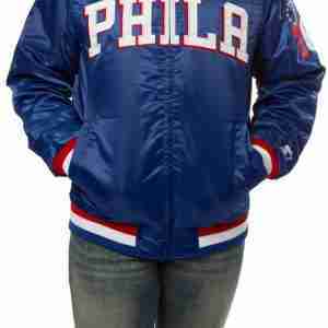 Blue Philadelphia 76ers Varsity Jacket
