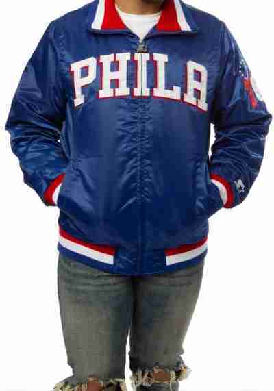 Blue Philadelphia 76ers Varsity Jacket