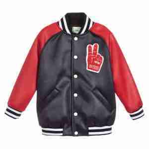 Boys Black and Red Varsity Jacket