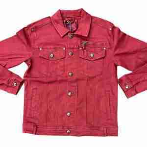 Burgundy Denim Buttoned Jacket
