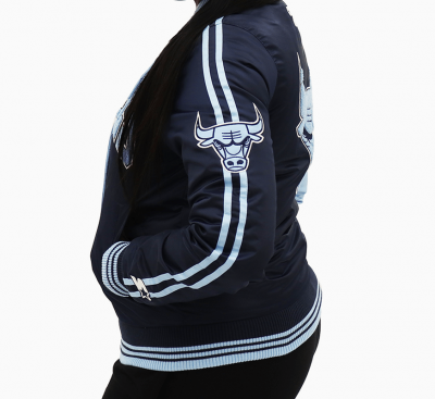 Chicago Bulls NBA Two Tone Blue Satin Jacket