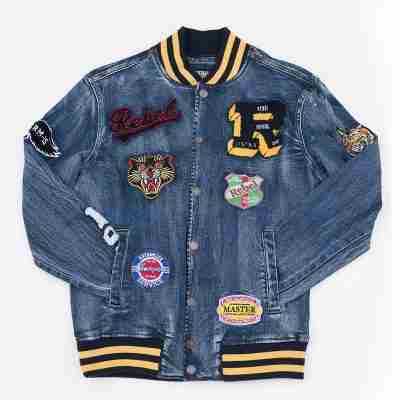 Dark Blue Multi Patched Denim Jacket