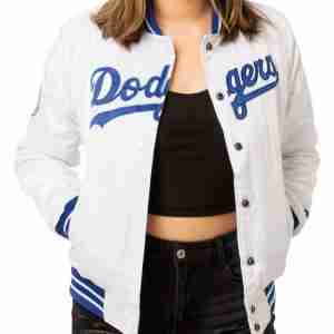 Dodgers Los Angeles White Polyester Jacket