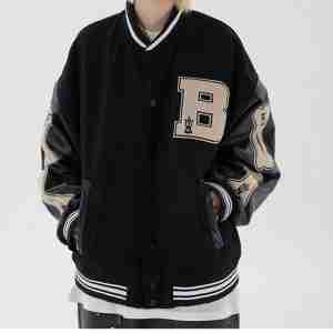Furry Patchwork Varsity Jacket