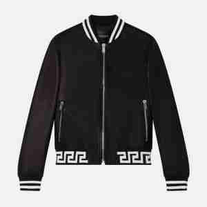 Greca Nappa Leather Bomber Black Jacket