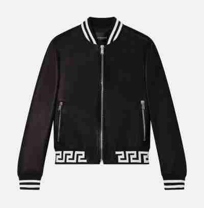 Greca Nappa Leather Bomber Black Jacket