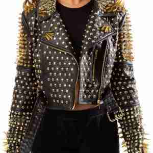 Lucifer Studded Crop Leather Jacket