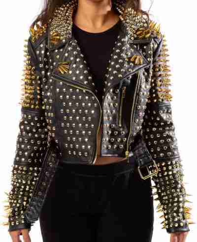 Lucifer Studded Crop Leather Jacket