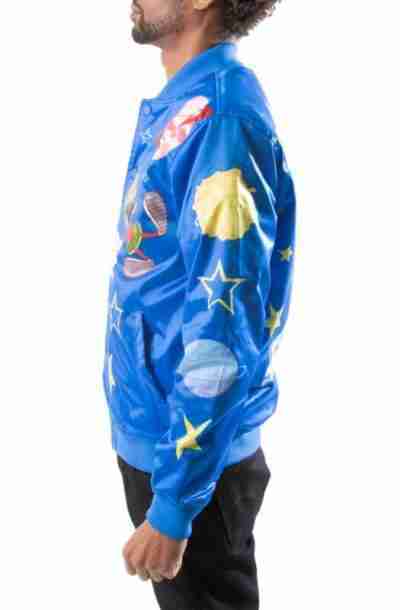 Men Blue Leather Jacket