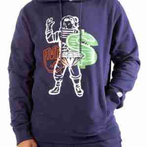 Men Purple Cotton Icon Hoodie