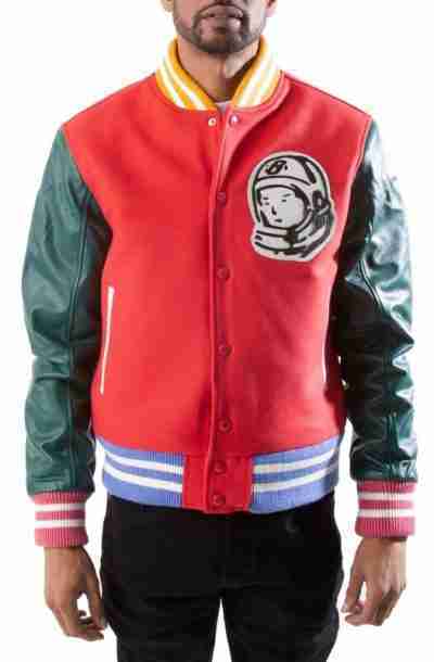Men Red Letterman Jacket