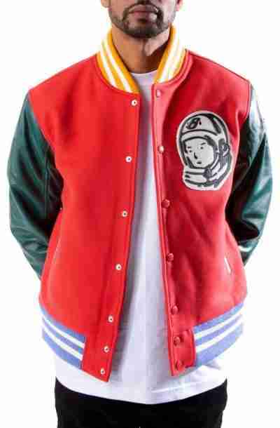 Men Red Letterman Varsity Jacket