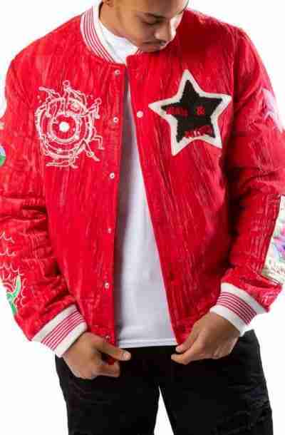 Men Stardust Velvet Red Wool Jacket