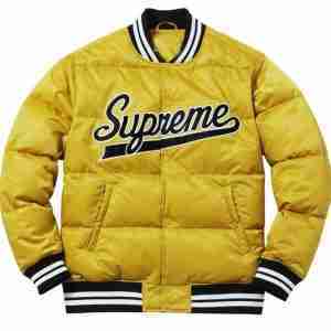 Men Varsity Puffy Satin Yellow Jacket