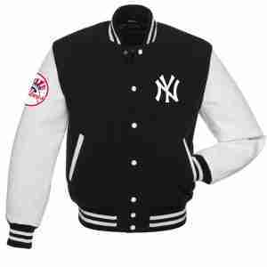 NY Yankees Black and White Varsity Jacket