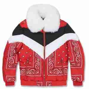 Paisley Bandana Print Puffer Jacket
