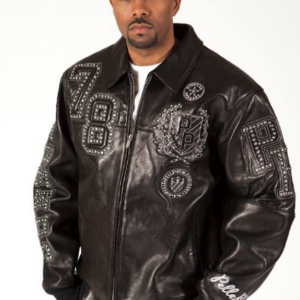 Pelle Pelle Encrusted Varsity Black Luster Jacket
